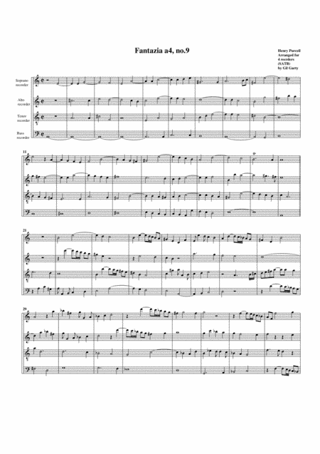 Fantazia no.9 (arrangement for 4 recorders (SATB)) (arr. Gil Garty)