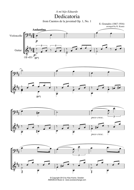 Dedicatoria for cello and guitar (arr. Amadeus Music)