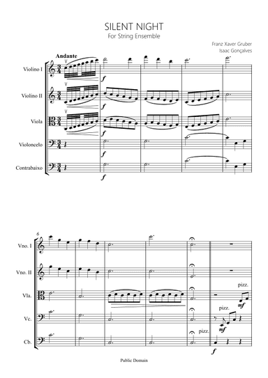 SILENT NIGHT - Score Only (arr. Isaac Gonçalves)