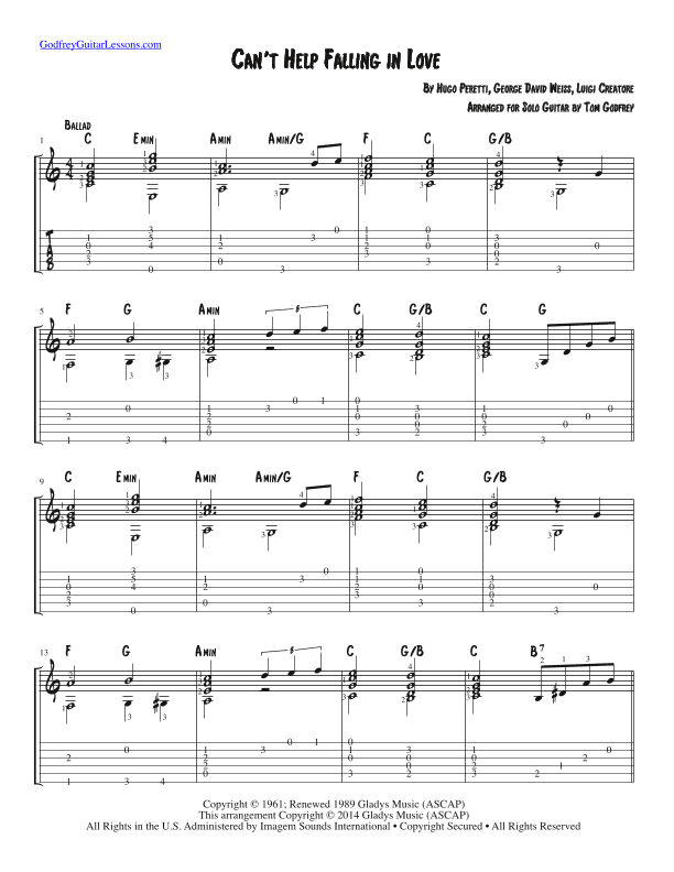 Can't Help Falling In Love (arr. Tom Godfrey)