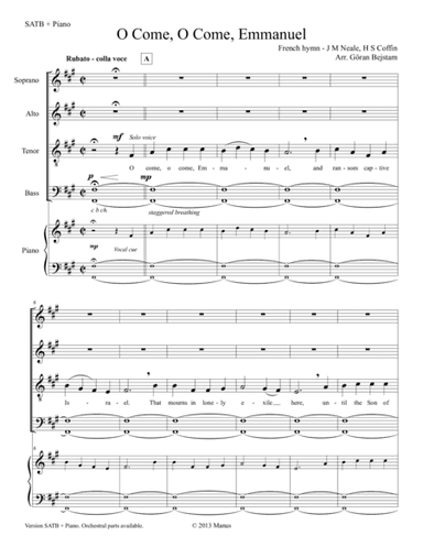 O Come, O Come, Emmanuel (arr. Goran Bejstam)