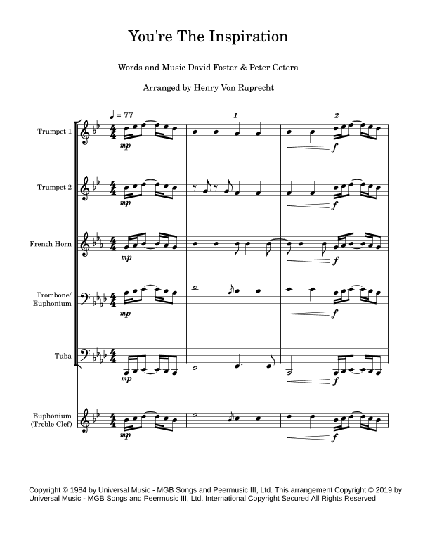 You're The Inspiration (arr. Henry Von Ruprecht)