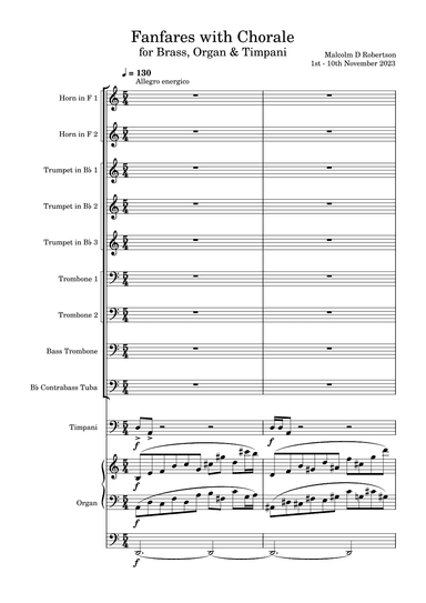Fanfares with Chorale for Brass, Organ & Timpani - Score Only