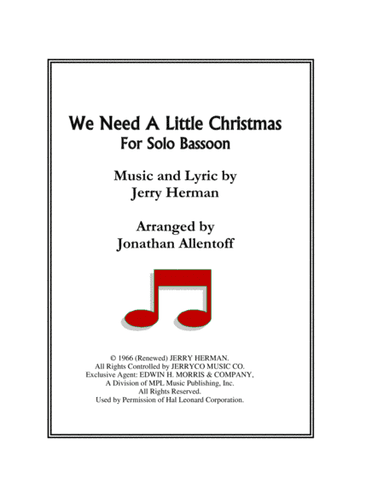 We Need A Little Christmas (arr. Jonathan Allentoff)