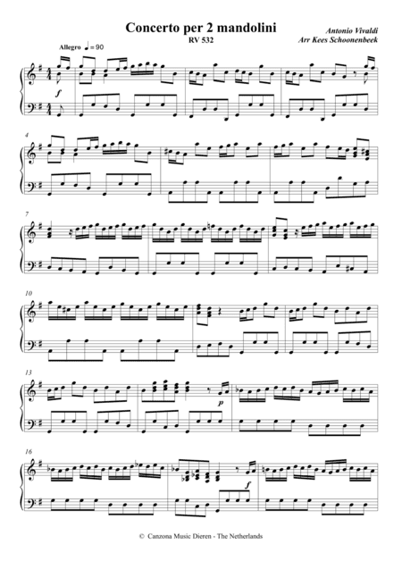 Concerto per 2 mandolini. (arr. Kees Schoonenbeek)