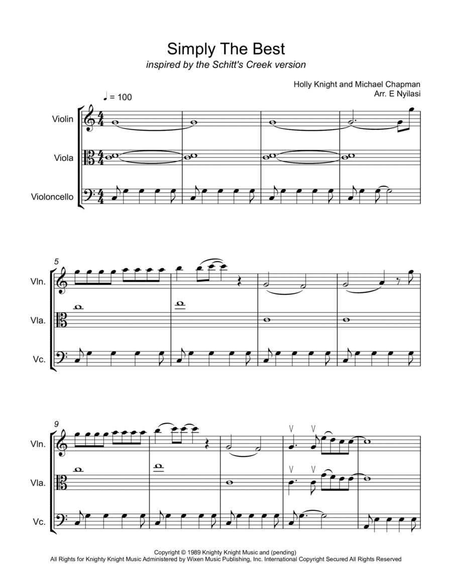 The Best (simply The Best) (arr. E. Nyilasi)