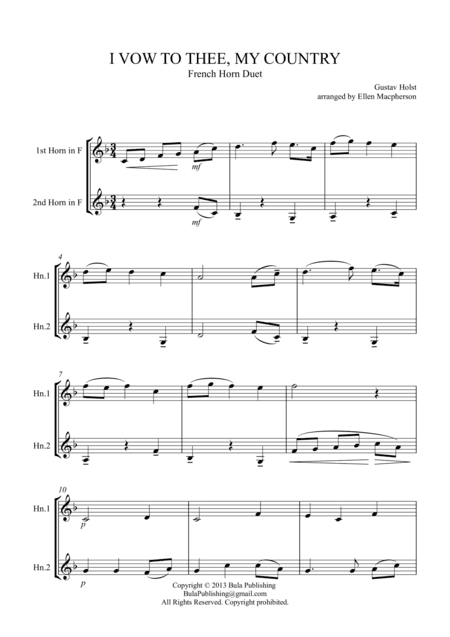 I VOW TO THEE, MY COUNTRY - FRENCH HORN DUET (arr. Ellen Macpherson)