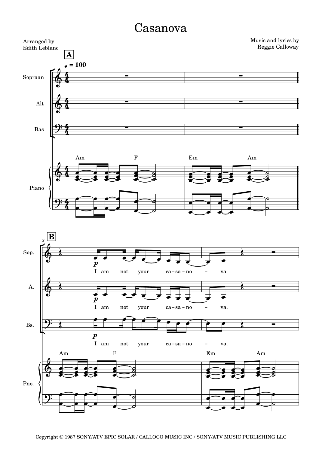 Casanova (arr. Edith Leblanc)