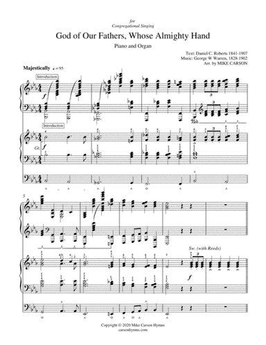 NATIONAL HYMN God of Our Fathers, Whose Almighty Hand (Piano & Organ) (arr. Mike Carson (b. 1951))