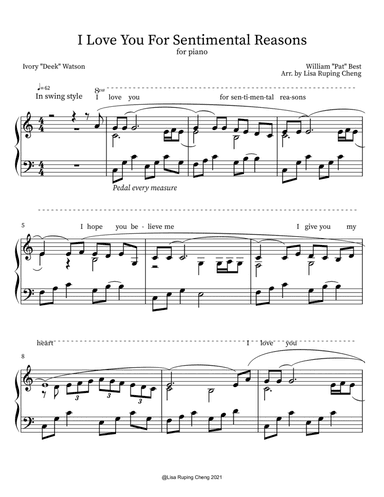 (i Love You) For Sentimental Reasons (arr. Lisa Ruping Cheng)