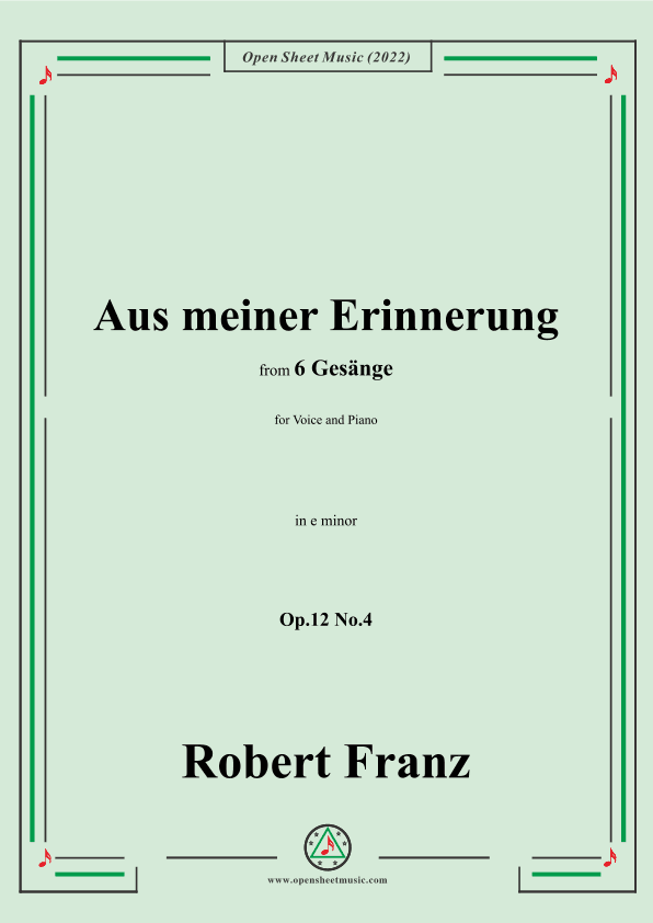 Franz-Aus meiner Erinnerung,in e minor,Op.12 No.4 (arr. OSM Press)
