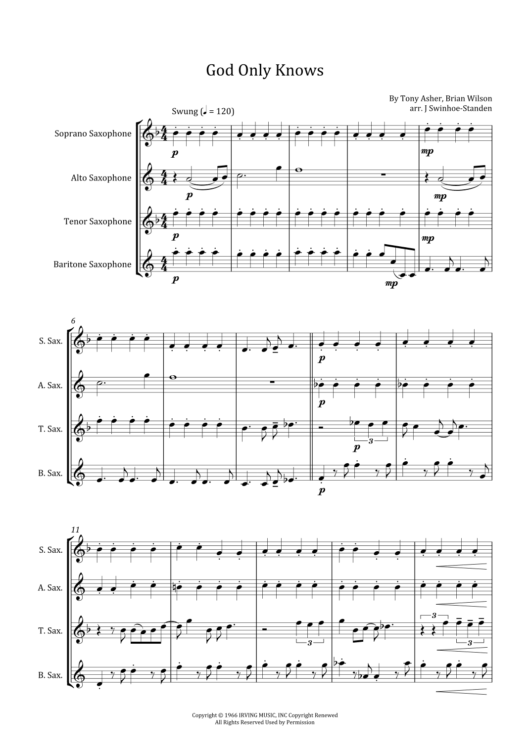 God Only Knows (arr. J Swinhoe-Standen)