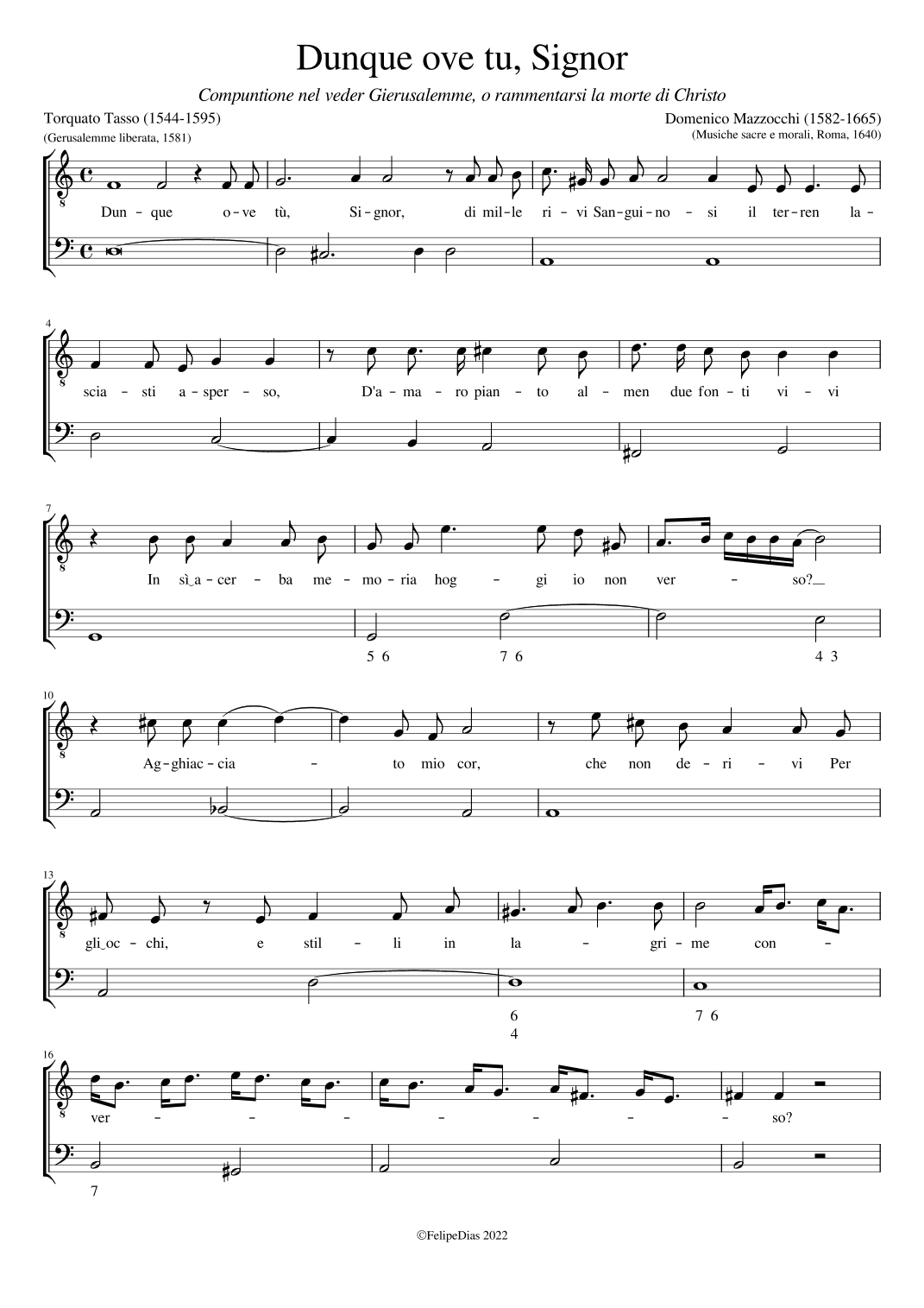 Dunque ove tu Signor (arr. Early Music Scores)