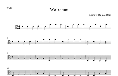 We1c0me. Beginning string orchestra. Open strings and first finger. VIOLA PART.