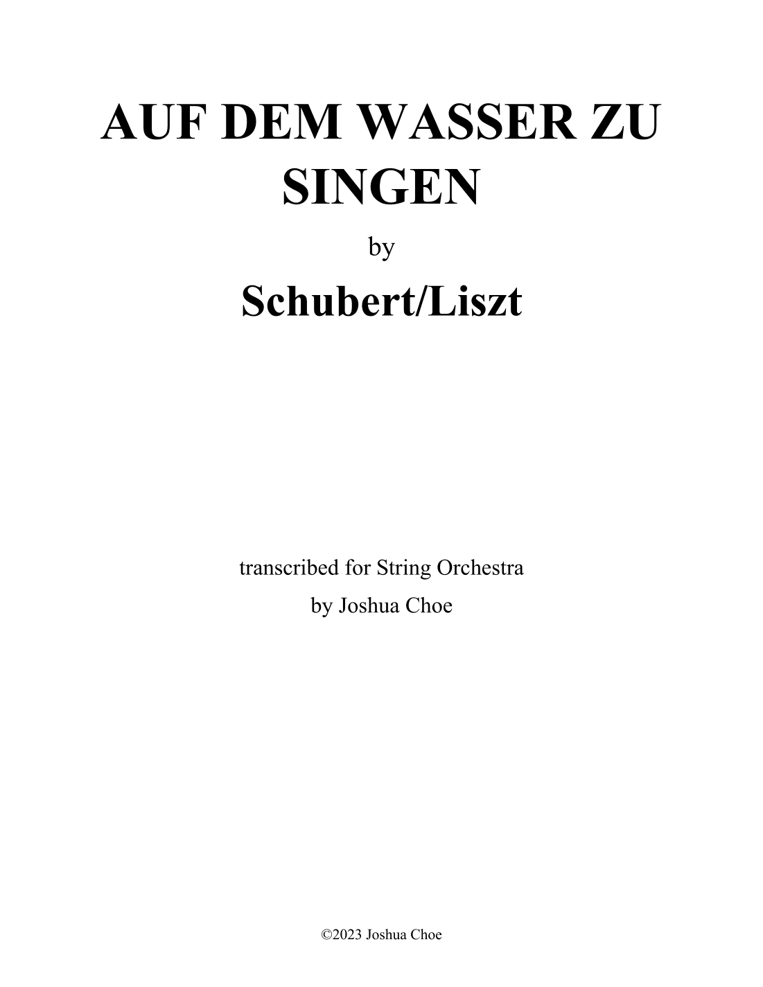 Auf dem Wasser zu singen (2nd Version) (arr. JMJ Arrangements)