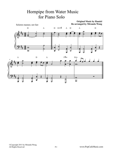 Hornpipe from Water Music - Piano Solo (arr. Miranda Wong)