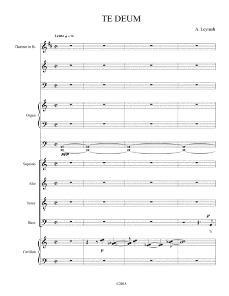 Arkady Leytush - "TE DEUM", for Tenor, Bass, (SATB) Choir & Children Chorus, Clarinet, Guitar, Cari