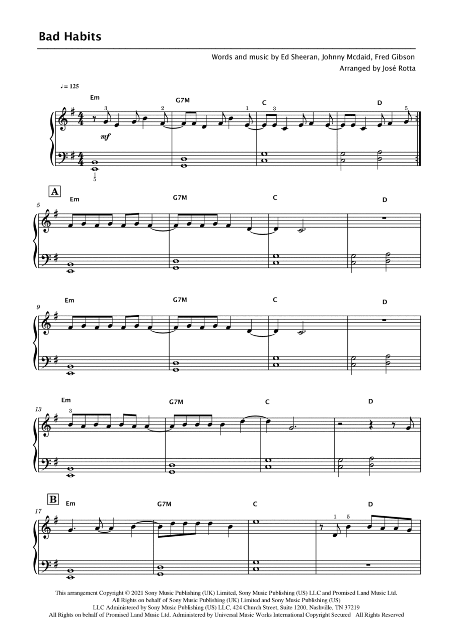 Bad Habits (arr. José Rotta)