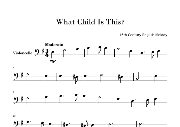 What Child Is This? (Greensleeves) for Easy Cello Solo (arr. Gisele Sant'Ana)