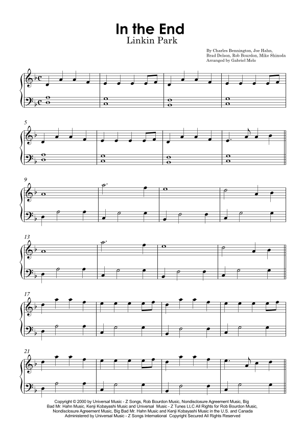 In The End (arr. Gabriel Melo)