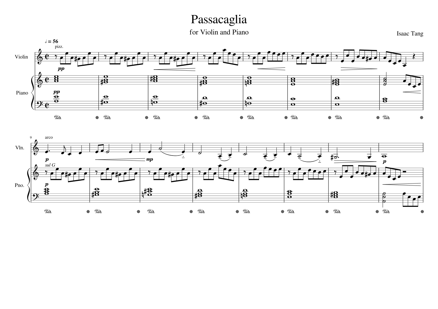 Passacaglia for Violin and Piano