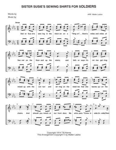 SISTER SUSIE'S SEWING SHIRTS FOR SOLDIERS (arr. Walter Latzko)