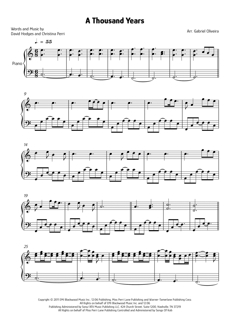 A Thousand Years (arr. Gabriel Oliveira)
