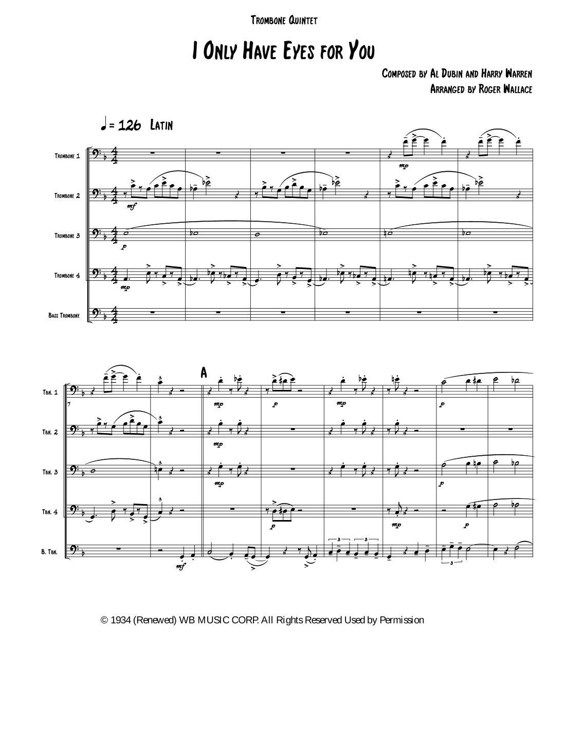 I Only Have Eyes For You (arr. Roger Wallace)