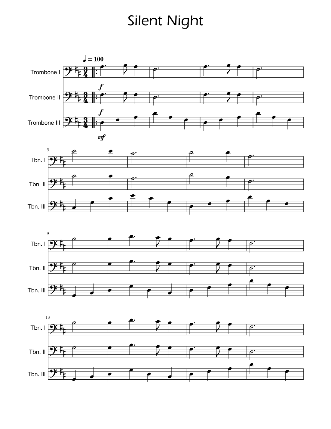 Silent Night - Trombone Trio (arr. Ygor Nunes)