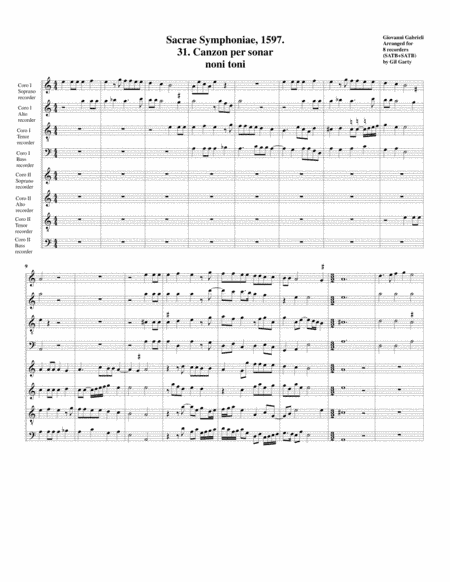 Canzon no.31 a8 (1597) (arrangement for 8 recorders) (arr. Gil Garty)