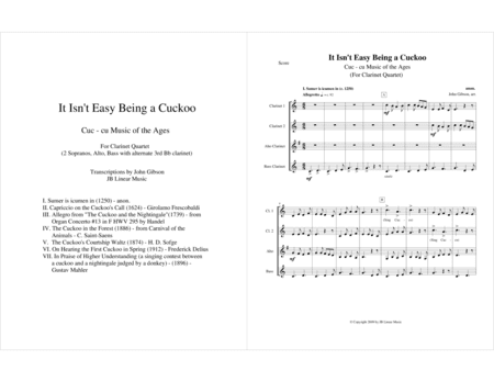 It Isn't Easy Being a Cuckoo for clarinet quartet (arr. John Gibson)