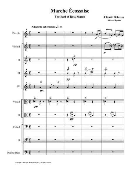 Marche Écossaise by Claude Debussy for String Orchestra + Piccolo (arr. Richard Byrnes)
