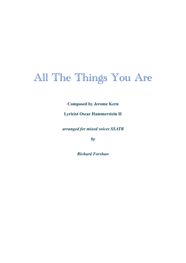 All The Things You Are (arr. Richard Forshaw)