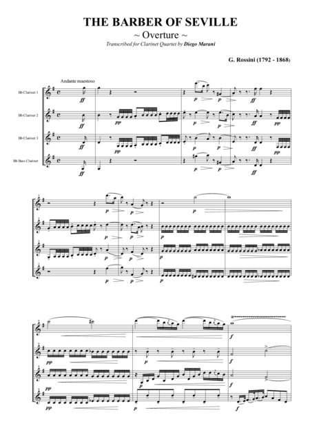 Overture from "The Barber of Seville" for Clarinet Quartet (arr. Diego Marani)