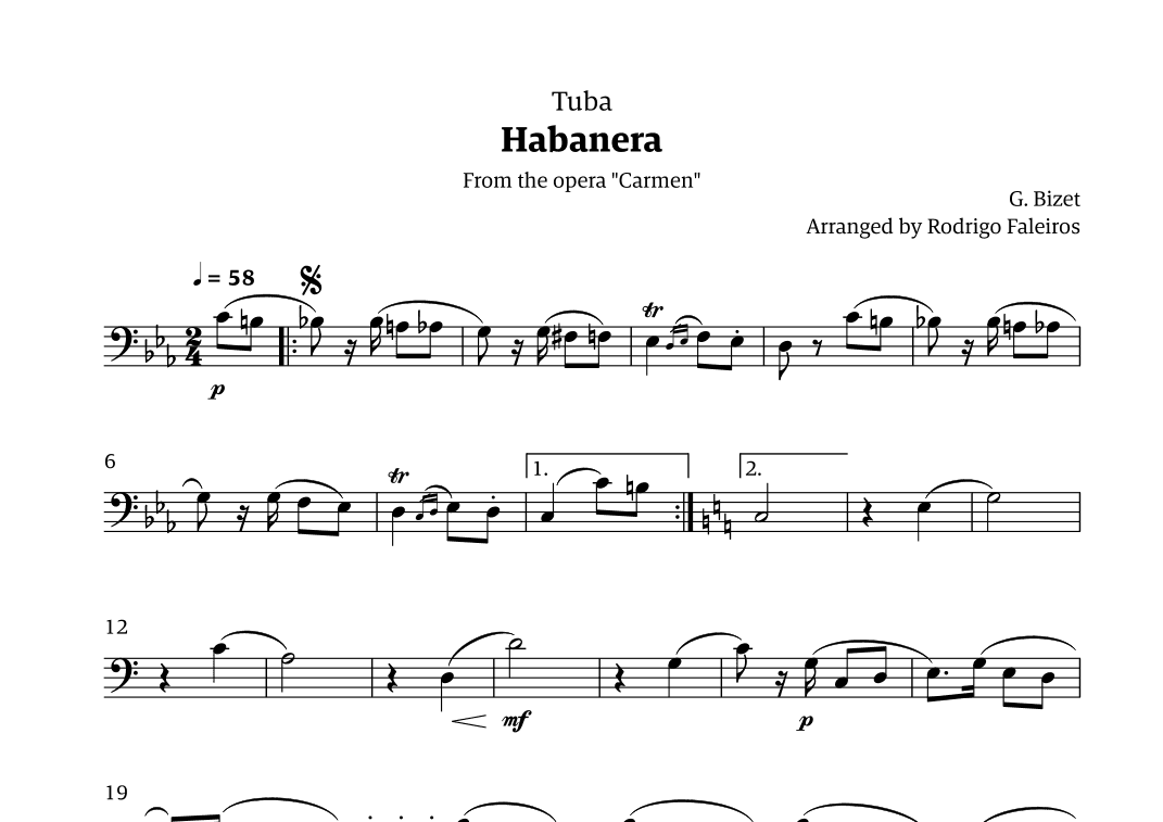 Habanera (for solo tuba) (arr. Rodrigo Faleiros)