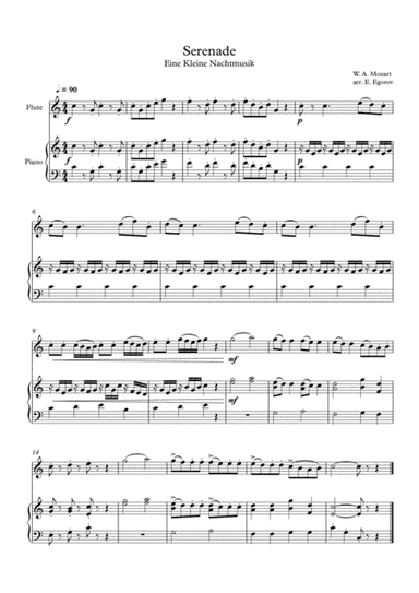 Serenade (Eine Kleine Nachtmusik), Wolfgang Amadeus Mozart, For Flute & Piano (arr. Eugene Egorov)