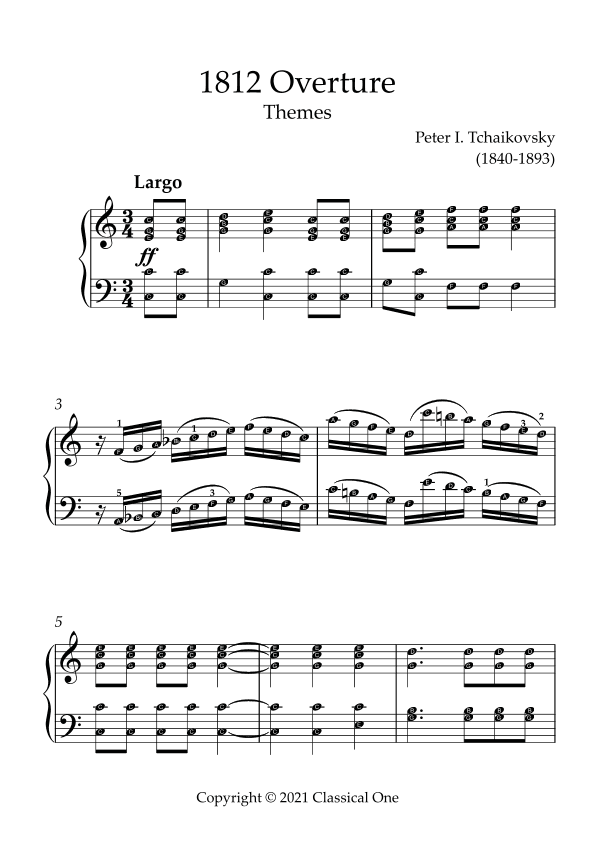 Tchaikovsky - 1812 Overture Theme(With Note name) (arr. MPS)