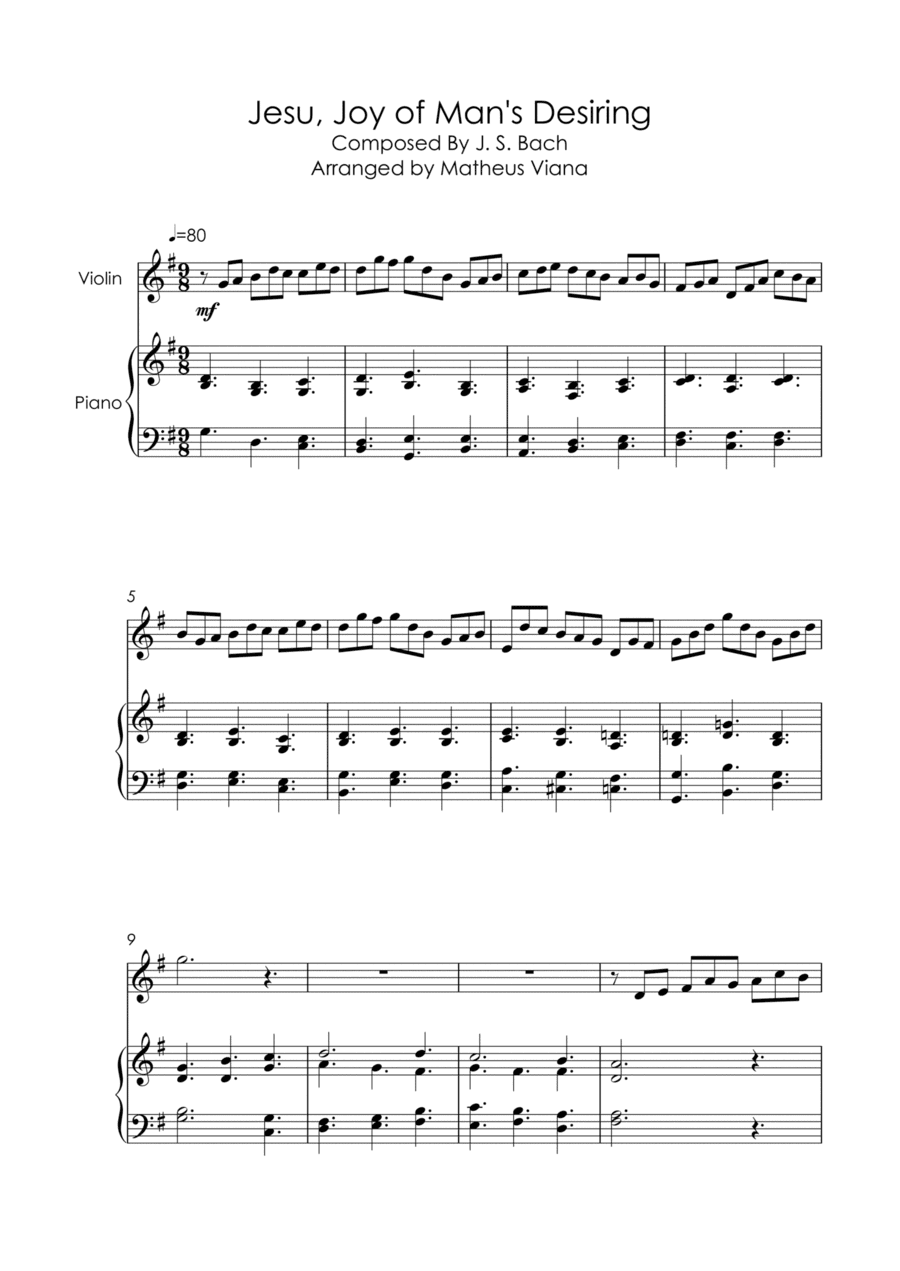 Jesu, Joy of Man's Desiring - J. S. Bach (For Piano and Violin) (arr. Matheus Viana)