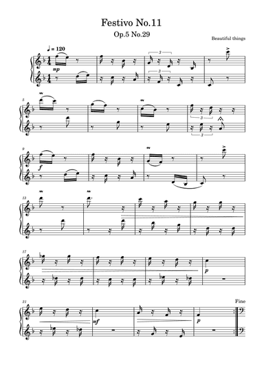 Festivo No.11-Beautiful things Op.5 No.29