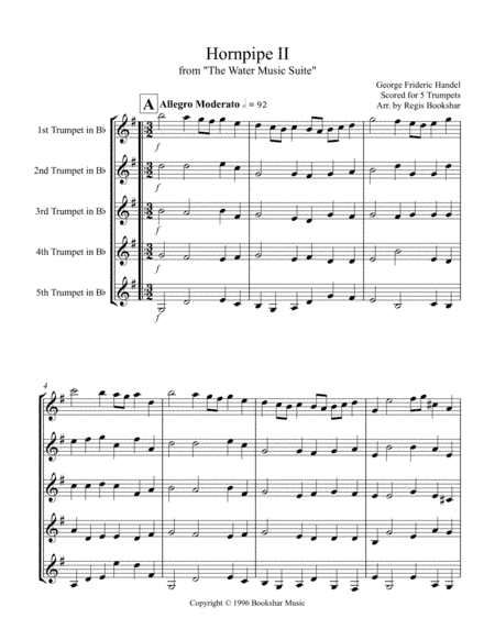 Hornpipe II (from "Water Music") (Trumpet Quintet) (arr. Regis Bookshar)