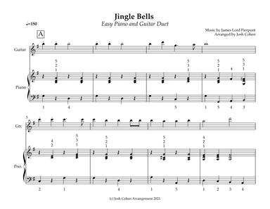 Jingle Bells - Easy Piano and Guitar Duet (arr. Josh Cohen)