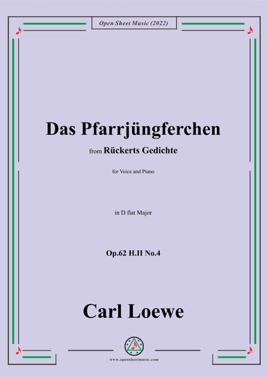 Loewe-Das Pfarrjüngferchen,Op.62 H.II No.4,in D flat Major (arr. OSM Press)