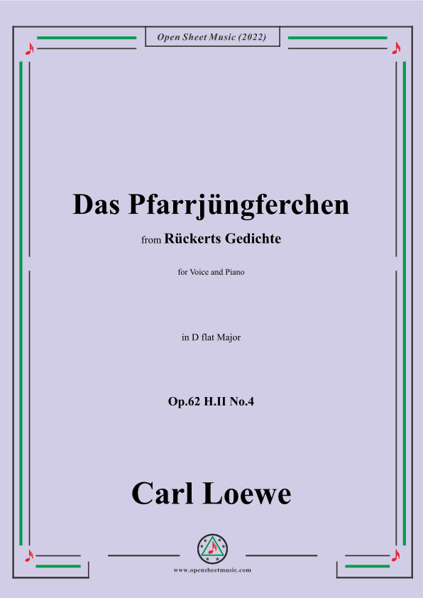 Loewe-Das Pfarrjüngferchen,Op.62 H.II No.4,in D flat Major (arr. OSM Press)