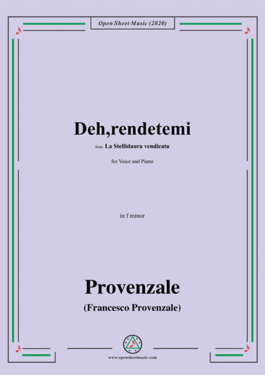 Provenzale-Deh,rendetemi,in f minor,for Voice and Pinao (arr. MSM)