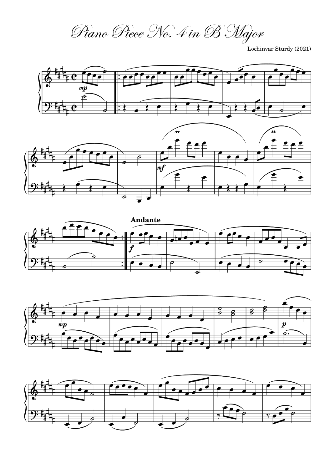 Piano Piece No. 4 in B Major