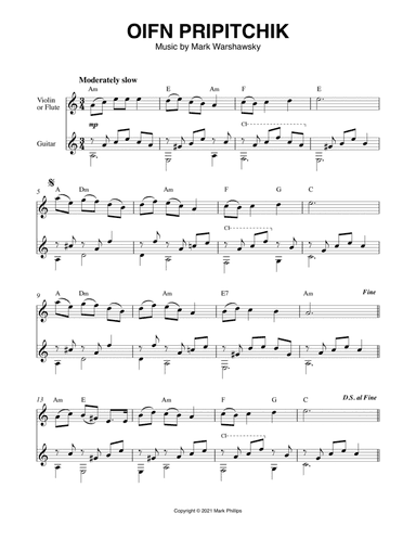 Oifn Pripitchik (arr. Mark Phillips)