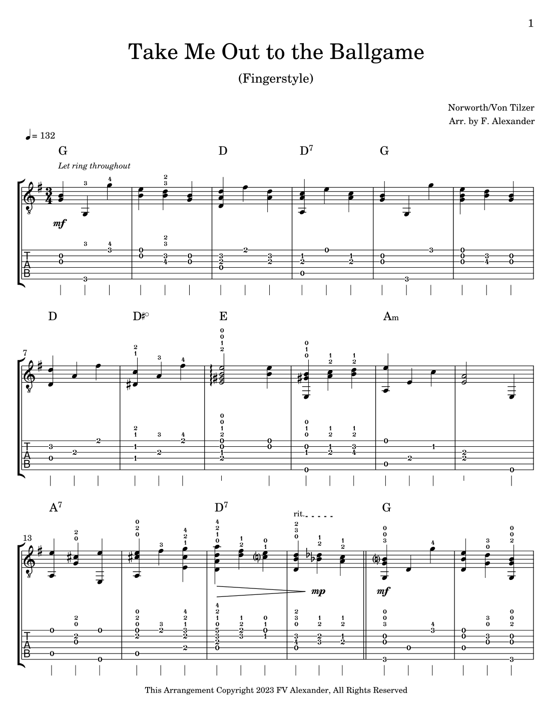 Take Me Out To The Ballgame (arr. FV Alexander)