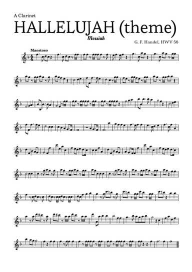 Aleluia (HALLELUJAH), of the Messiah - for A Clarinet and accompaniment (arr. Leyandder Trustworthy)