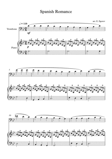 Spanish Romance, For Trombone & Piano (arr. Eugene Egorov)