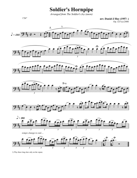 Soldier's Hornpipe (Opus 325) (Bass Solo) (arr. Daniel Hay)